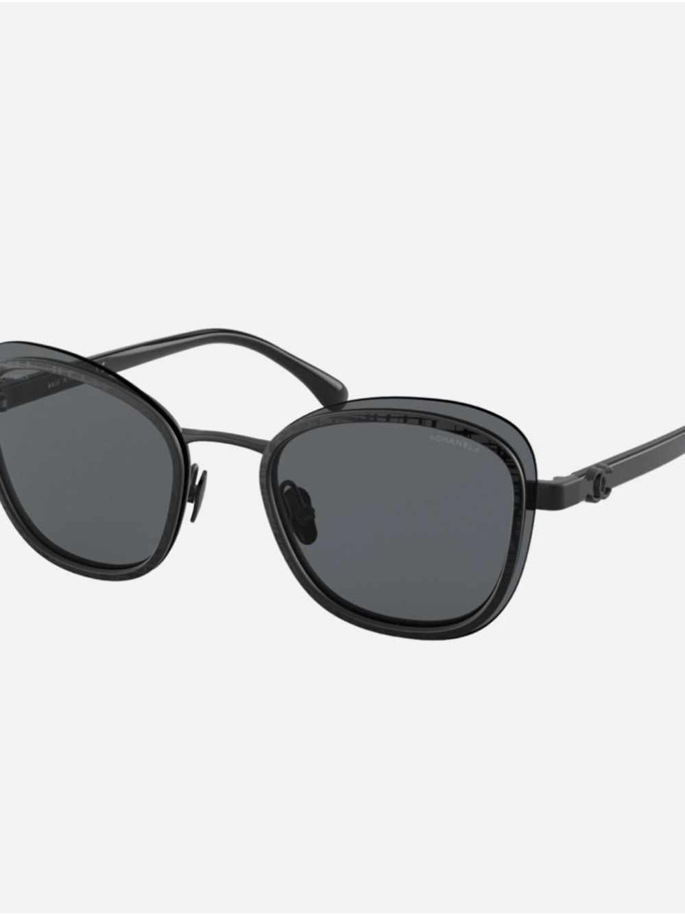 Chanel Black Round Metal Sunglasses